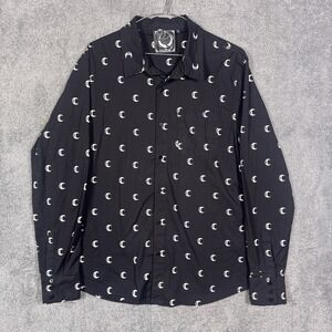 Killstar Shirt Mens L Moon All Over Print AOP Grunge Rock Metal Goth Skull